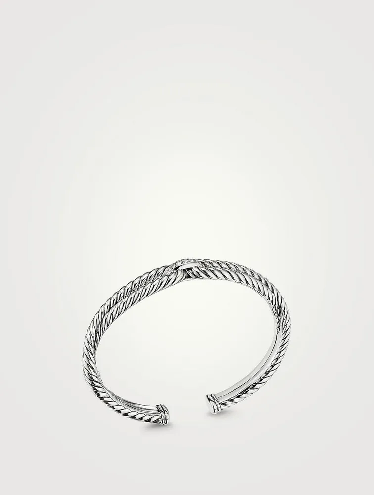 Cable Loop Bracelet Sterling Silver With Pavé Diamonds