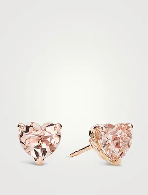 Chatelaine® Heart Stud Earrings In 18k Rose Gold With Morganite