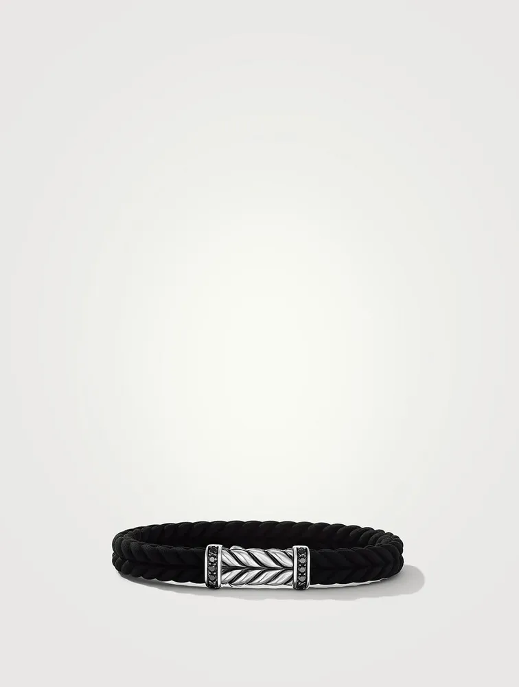 Chevron Black Rubber Bracelet With Pavé Diamonds
