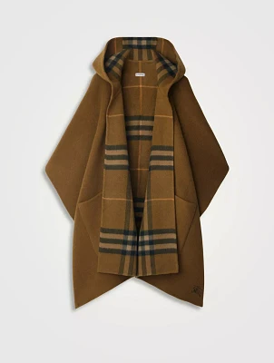 Reversible Check Cashmere Cape