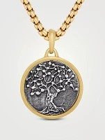 Life And Death Duality Amulet In Sterling Silver With 18k Yellow Gold, 30mm