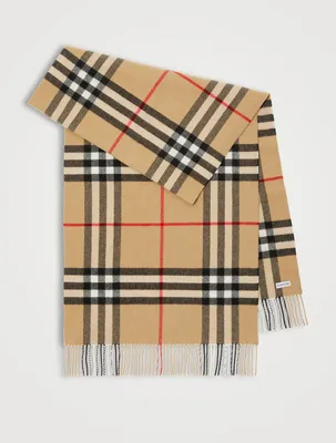 Wide Check Cashmere Scarf