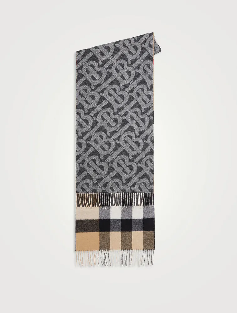 Reversible Check And Monogram Cashmere Scarf