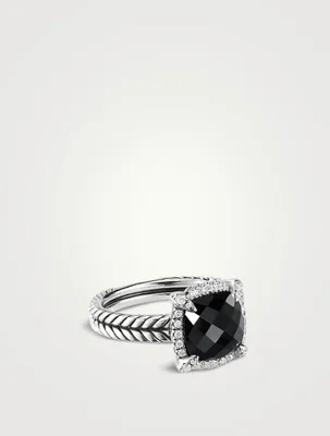 Chatelaine® Pavé Bezel Ring Sterling Silver With Black Onyx And Diamonds
