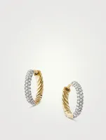 Petite Pavé Huggie Hoop Earrings In 18k Yellow Gold With Diamonds