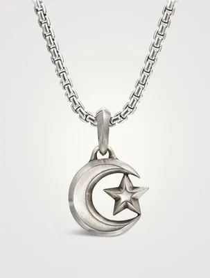 Star And Crescent Amulet In Sterling Silver
