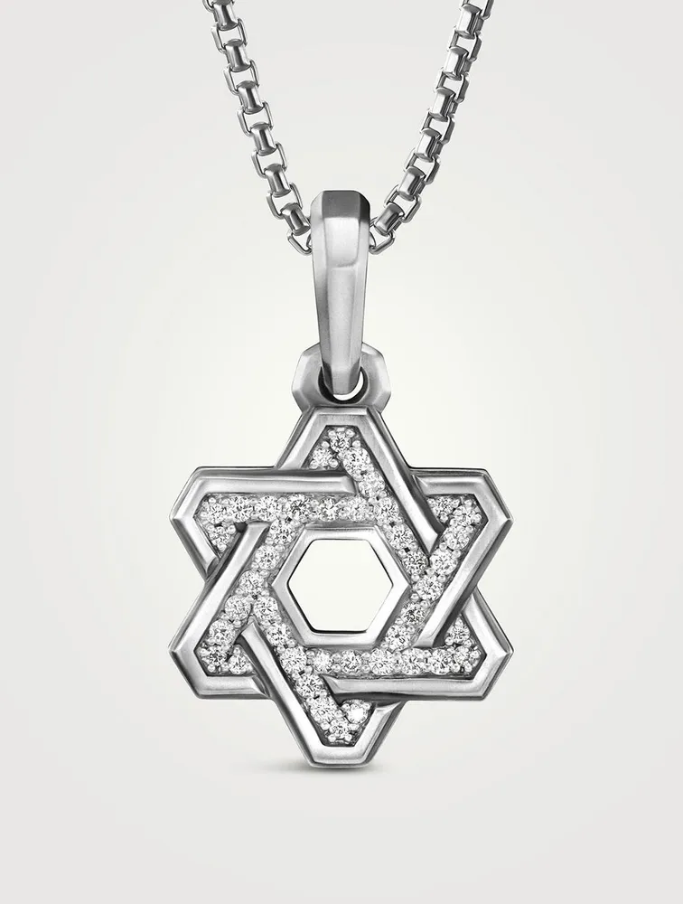 Deco Star Of David Pendant With Pavé Diamonds