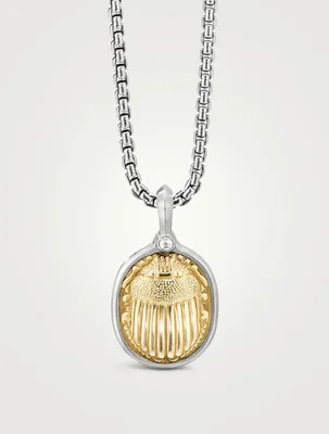 Petrvs® Scarab Amulet In Sterling Silver With 18k Yellow Gold