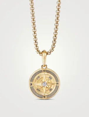 Maritime® Compass Amulet In 18k Yellow Gold With Center Diamond