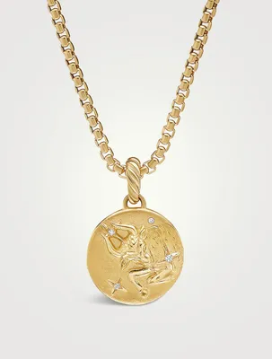 Taurus Amulet In 18k Yellow Gold With Diamonds