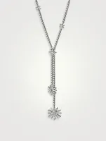 Starburst Y Necklace In Sterling Silver With Pavé Diamonds