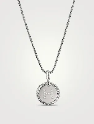 H Initial Charm In Sterling Silver With Pavé Diamonds