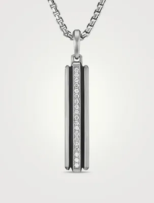 Deco Ingot Tag In Sterling Silver With Pavé Diamonds