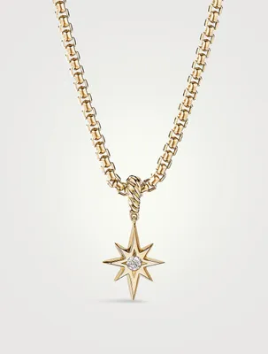 North Star Birthstone Amulet In 18k Yellow Gold With Center Diamond