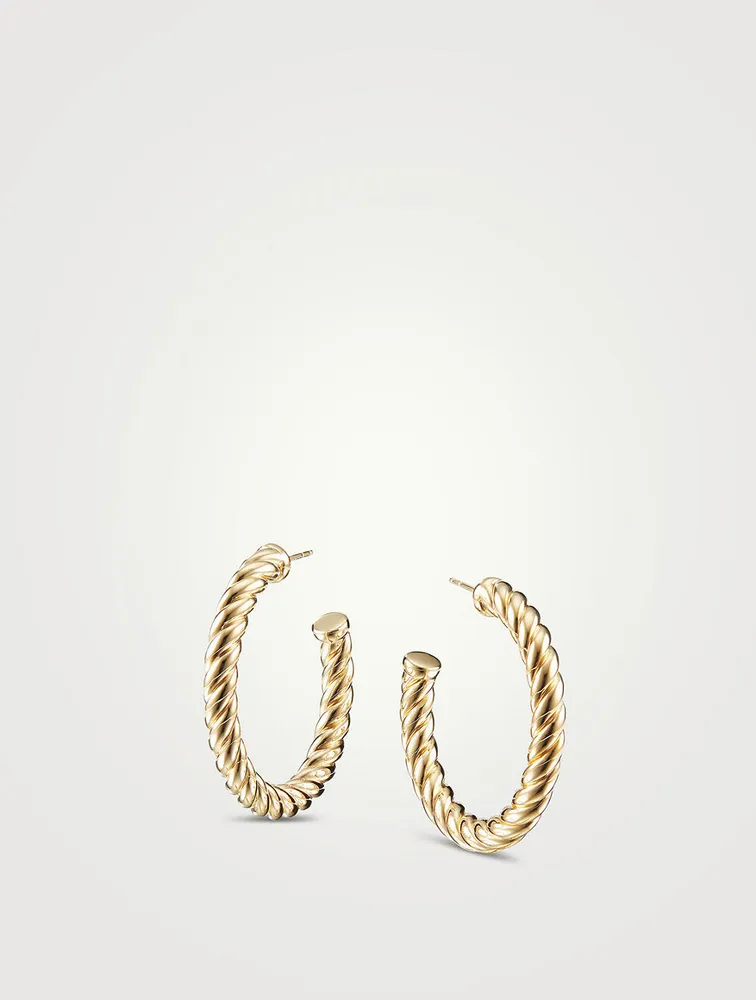 Sculpted Cable Hoop Earrings In 18k Yellow Gold