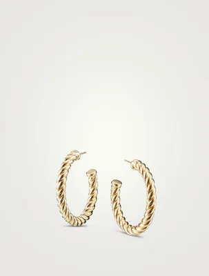 Sculpted Cable Hoop Earrings In 18k Yellow Gold