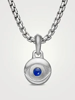 Evil Eye Amulet In Sterling Silver With Lapis, 14.5mm