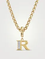 Pavé R Initial Pendant In 18k Yellow Gold With Diamonds