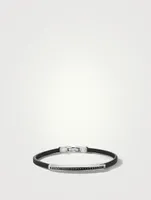 Streamline® Id Black Leather Bracelet With Pavé Diamonds