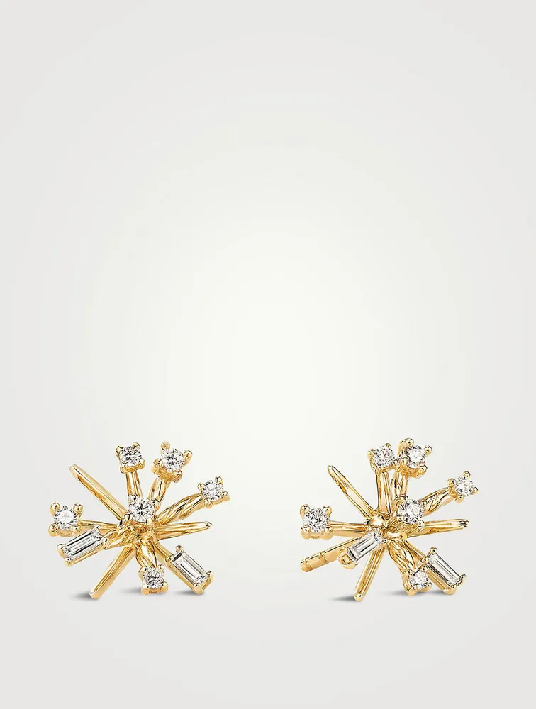 Petite Supernova Stud Earrings In 18k Yellow Gold With Diamonds