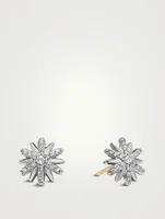 Petite Starburst Stud Earrings In Sterling Silver With Pavé Diamonds