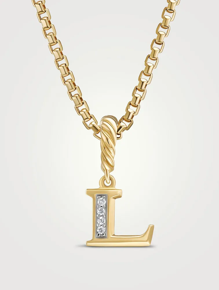 Pavé Initial Pendant In 18k Yellow Gold With Diamonds