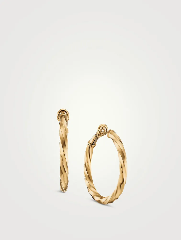 Cable Edge® Hoop Earrings In 18k Yellow Gold