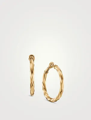 Cable Edge® Hoop Earrings In 18k Yellow Gold