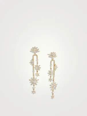 Starburst Cascade Drop Earrings In 18k Yellow Gold With Pavé Diamonds