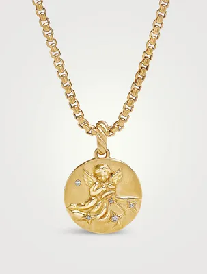 Aquarius Amulet In 18k Yellow Gold With Diamonds