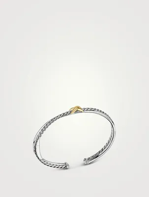 Petite X Center Station Bracelet Sterling Silver With 18k Yellow Gold