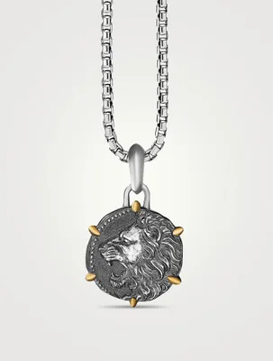 Leo Amulet In Sterling Silver With 18k Yellow Gold