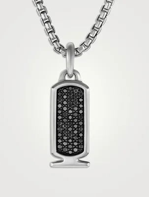 Cairo Cartouche Amulet In Sterling Silver With Pavé Black Diamonds