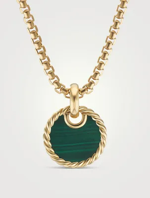 Dy Elements® Disc Pendant In 18k Yellow Gold With Malachite