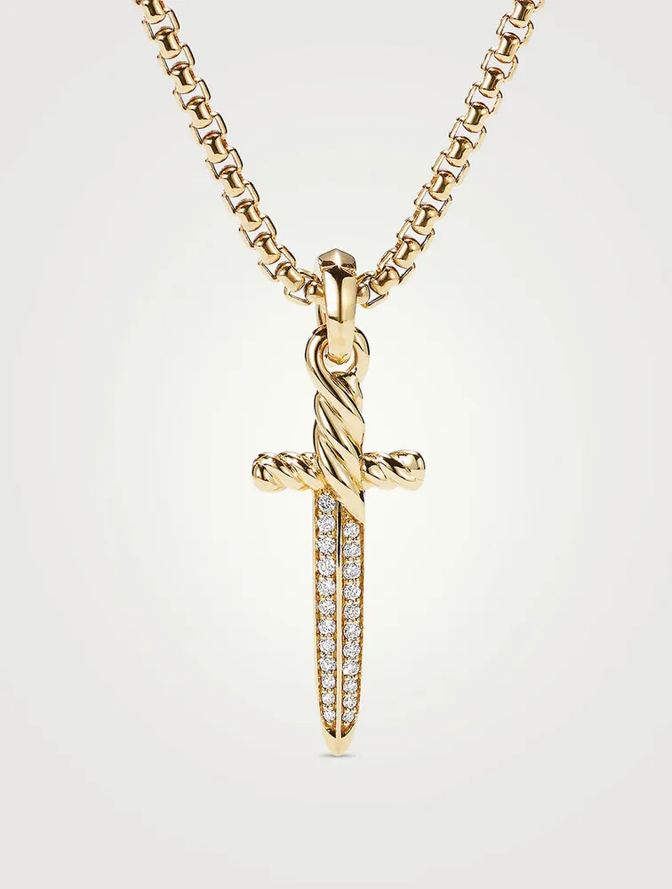 Petrvs® Dagger Amulet In 18k Yellow Gold With Pavé Diamonds