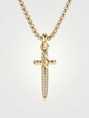 Petrvs® Dagger Amulet In 18k Yellow Gold With Pavé Diamonds