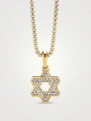 Deco Star Of David Pendant In 18k Yellow Gold With Pavé Diamonds