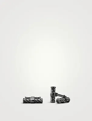 Cable Elongated Cufflinks In Sterling Silver