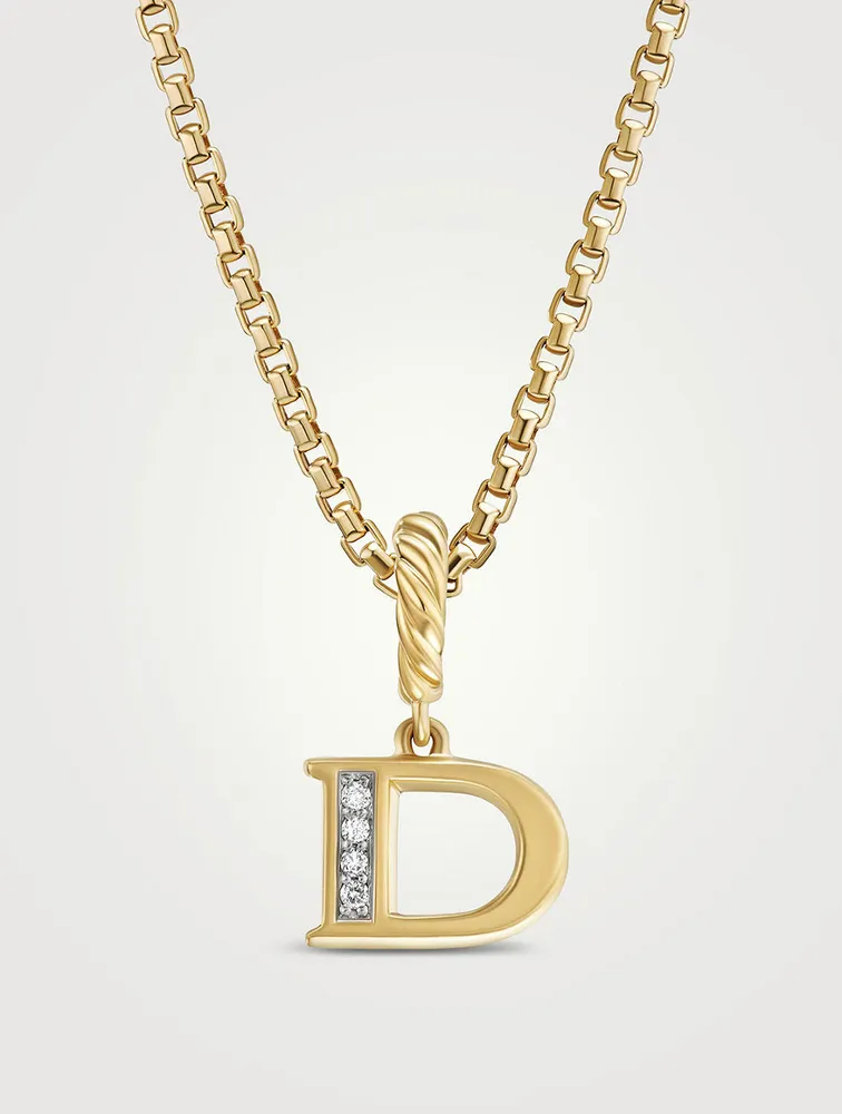 Pavé D Initial Pendant In 18k Yellow Gold With Diamonds