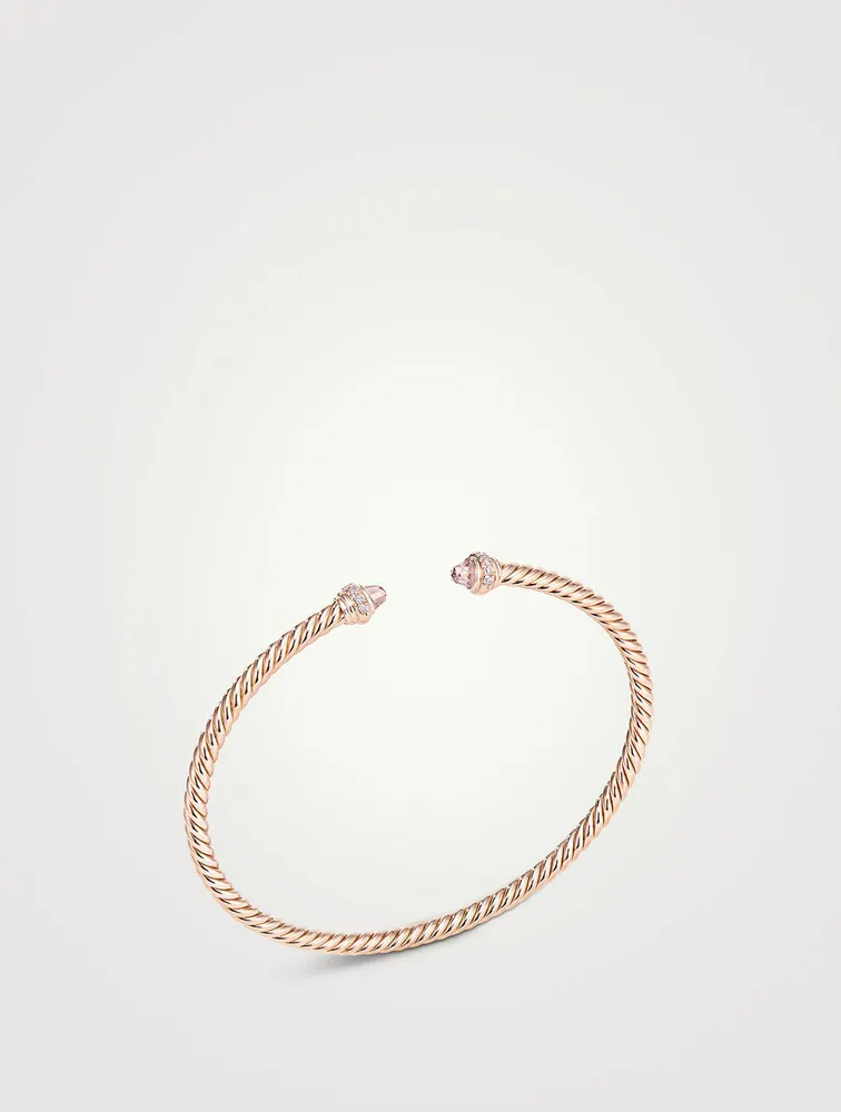 Cablespira® Bracelet 18k Rose Gold With Morganite And Pavé Diamonds