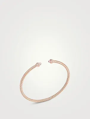 Cablespira® Bracelet 18k Rose Gold With Morganite And Pavé Diamonds