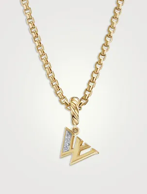 Pavé W Initial Pendant In 18k Yellow Gold With Diamonds