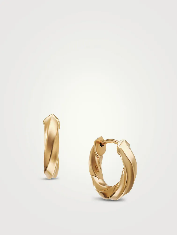 Cable Edge® Huggie Hoop Earrings In 18k Yellow Gold