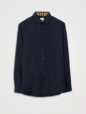Slim Fit Monogram Motif Stretch Cotton Poplin Shirt