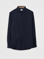 Slim Fit Monogram Motif Stretch Cotton Poplin Shirt