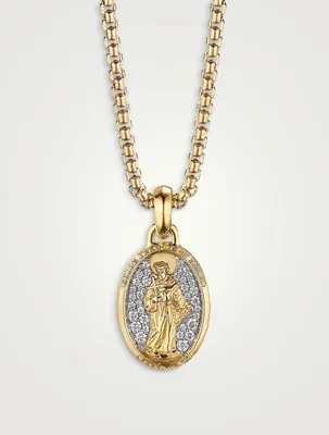 St. Francis Amulet In 18k Yellow Gold With Pavé Diamonds