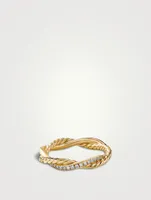 Petite Infinity Band Ring 18k Yellow Gold With Pavé Diamonds