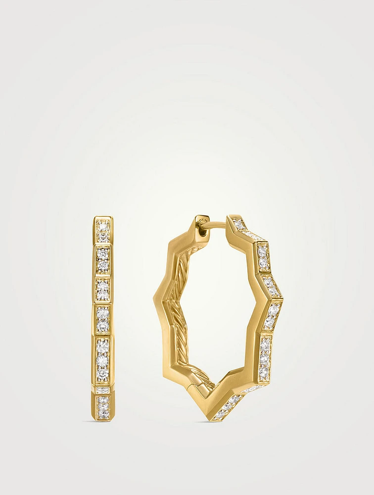 Zig Zag Stax™ Hoop Earrings In 18k Yellow Gold With Diamonds, 22.8mm