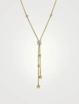 Petite Helena Y Necklace In 18k Yellow Gold With Pavé Diamonds