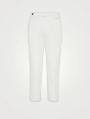 Cotton Corduroy Trousers With Double Pleats